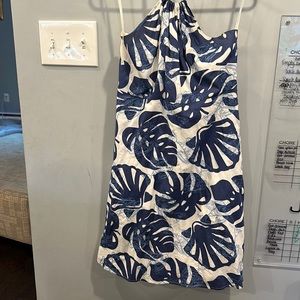 Vineyard Vines women’s halter linen dress with embroidered fish nautical preppy